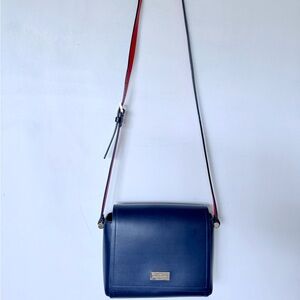 Kate Spade Blue Crossbody Bag with Silver Hardware